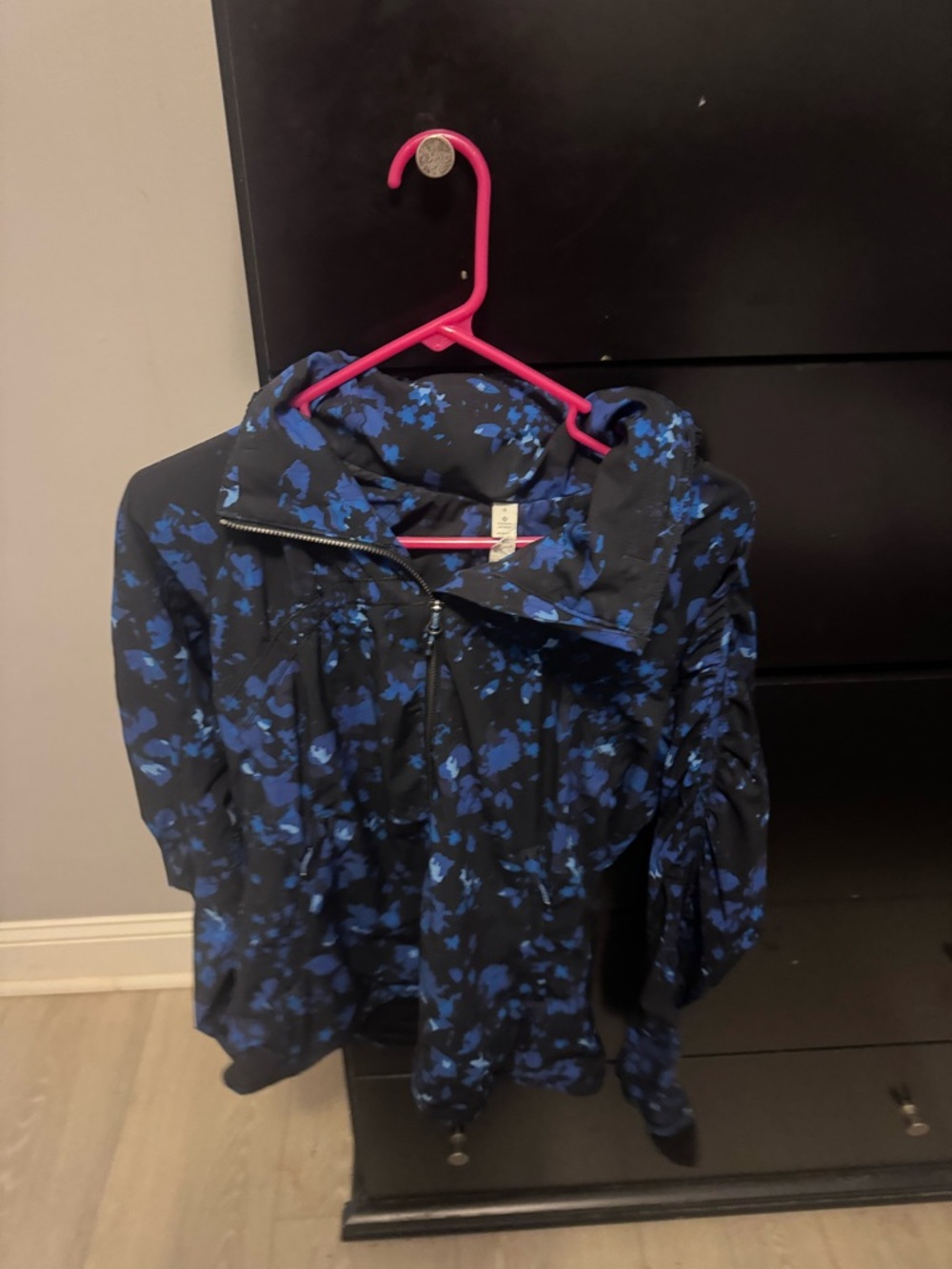 lululemon athletica Black Jacket with Blue Floral Print